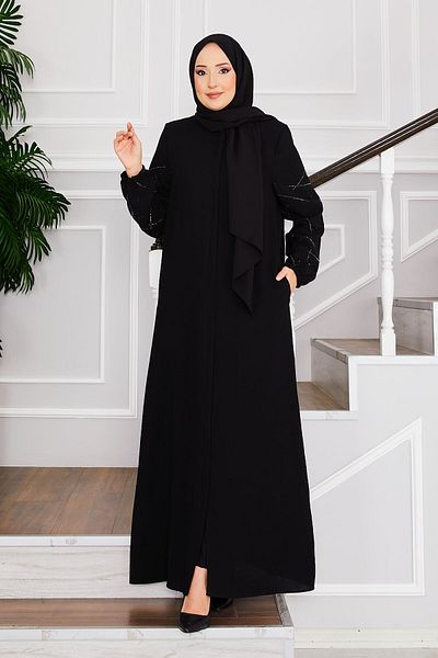 EBRUTESETTÜR Ravza Stone Hijab Ferace with Sleeves