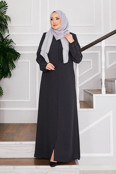 EBRUTESETTÜR Ravza Stone Hijab Ferace with Sleeves