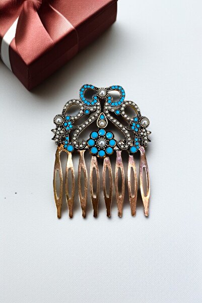 FAYRA ACCESSORIES Πόρπη με χτένα vintage με πέτρα τιρκουάζ