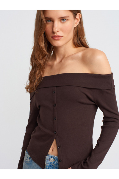 Dilvin 31400 Κουμπιά ώμου-ανοιχτό μπαλάκι-σκούρο καφέ