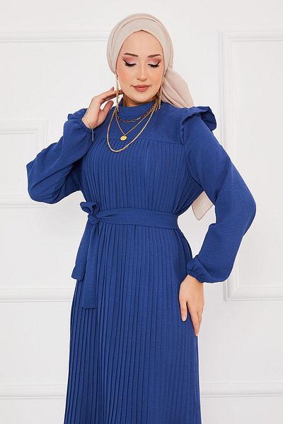 EBRUTESETTÜR Ruffled Shoulder Pleated Hijab Dress