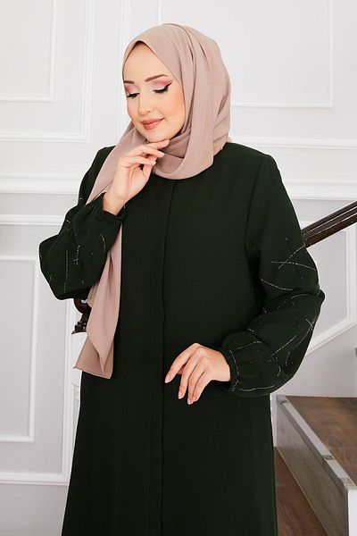 EBRUTESETTÜR Ravza Stone Hijab Ferace with Sleeves