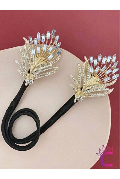 Cinderella Elegance Gold - Cataramă pentru coc cu sârmă ușoară pentru femei, ...