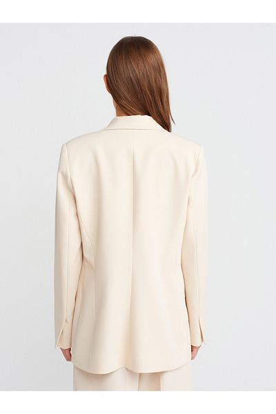 Dilvin 60762 Fitted Blazer-Ecru