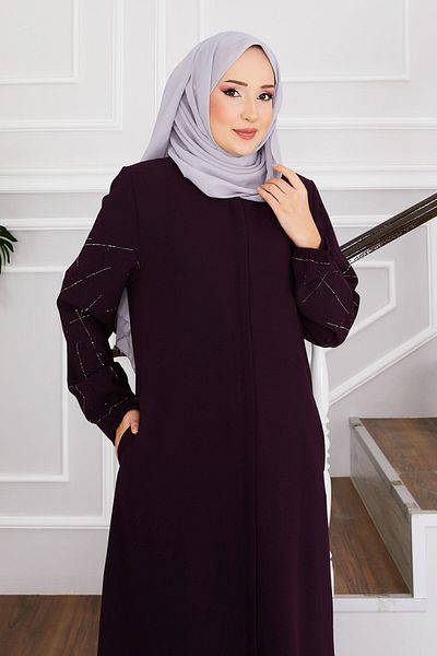 EBRUTESETTÜR Ravza Stone Hijab Ferace with Sleeves