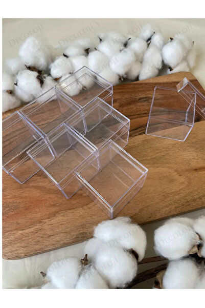 Decoloji Söz, Nişan, Kına, Düğün, Mevlüt, Sünnet, Nikah Şekeri 5x5x5 Cm Mika Kapaklı Küp Kutu, 10 Adet