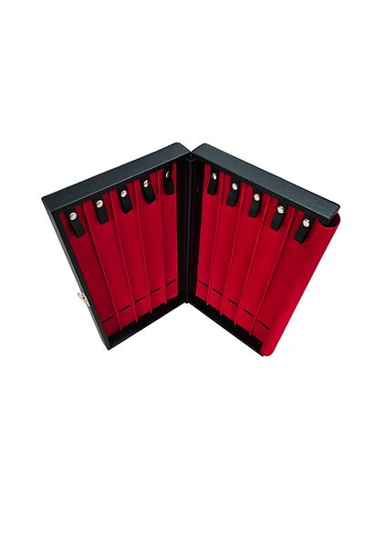 ÖZER KUTU Кутия за броеници с 10 части (дървена кутия) черна кожа 18x35 см