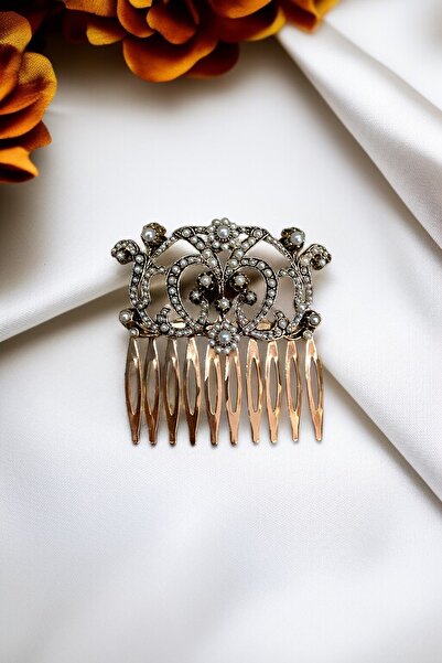 FAYRA ACCESSORIES Vintage Comb Bun Buckle with Crystal Stone