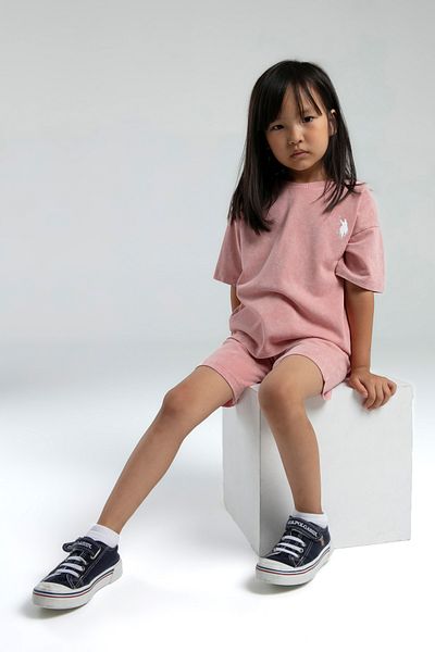 U.S. Polo Assn. Set de pantaloni scurți pentru fete, cu licență USPA Basic Comfort, 100% bumbac, cu 2 fire