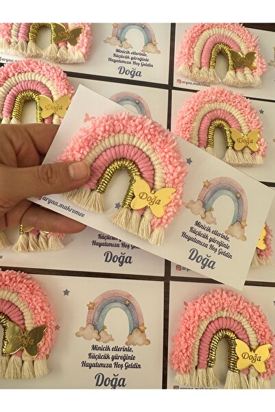 Tasarım Makrome gökkuşağı magnet -10 adet- Bebek Hediyelik Doğum Mevlüt hediy...