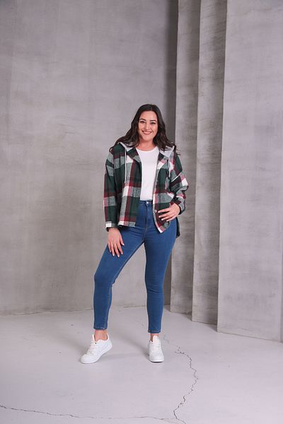 MAMAYAGA Cămașă de damă cu model curbat, colorată, lumberjack, supradimensionată, de dimensiuni mari