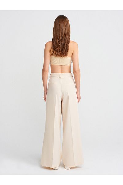 Dilvin 71625 Double Pleated Trousers-Ecru