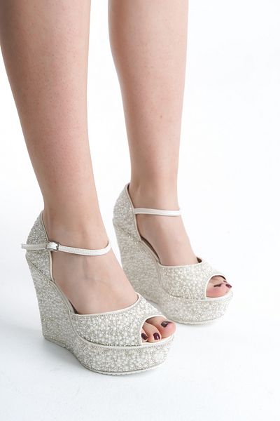 Limeo Stone Coated Handmade Platform High Wedge Heel Women's Wedding Dress Wedding Wedding Engagement Evening Dress Shoes