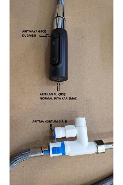 Adell NİZA SİYAH SPİRALLİ 3 YOLLU ARITMA ÇIKIŞLI MUTFAK BATARYASI