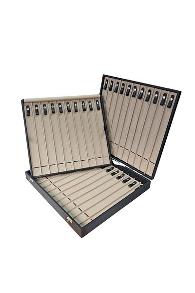 ÖZER KUTU 32-Piece Two-Layer Rosary (Wooden Case) Black Leather Bag & Box 35X38 cm