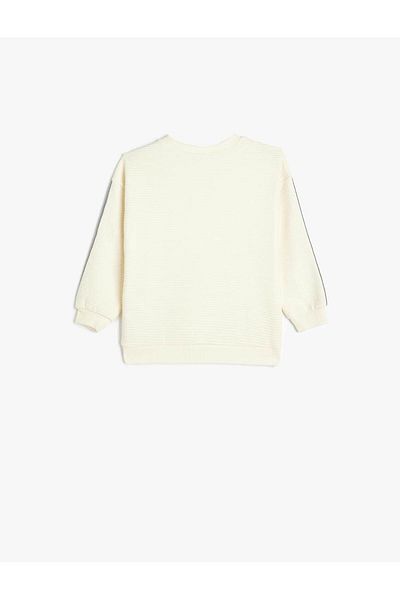 Koton Crew Neck Long Sleeve Stripe Detailed Cotton Ecru Baby Boy Sweatshirt 5Smb10118Tk