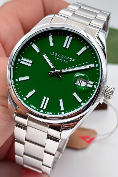 Lee Cooper Men's Silver-green Steel Cord Wrist Watch - Lc07565.370, 3atm Bracelet Zmlc017