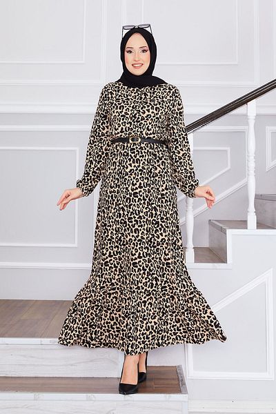 EBRUTESETTÜR Leopard Patterned Wrap Hijab Dress