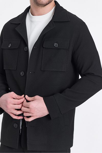 Frappoli Мъжко черно пролетно яке Tommas Oversize от еластична материя