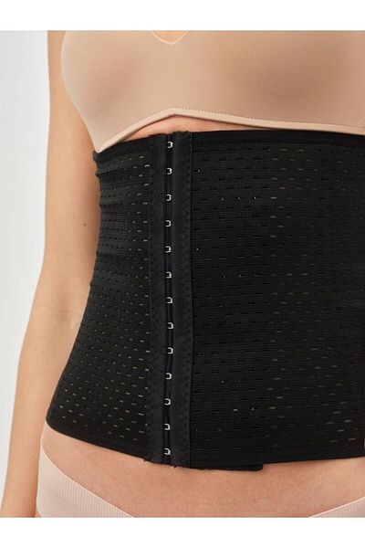 MİSTİRİK Ulyana Model Perforated Breathable Corset Providing Hourglass Appearance Black Color