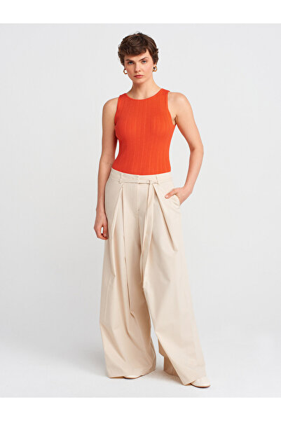 Dilvin 10726 DİLVİN KAYIK YAKA FİTİLLİ TRİKO BLUZ