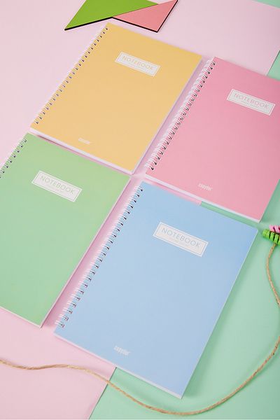 Copyder 4Pcs Pastel Colors Plain Spiral A5 Unlined 100 Sheets School Note Books