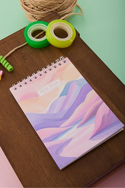 Copyder Purple Pastel Landscape Printed Top Unlined 10X14Cm Small Pocket Size School Notebook
