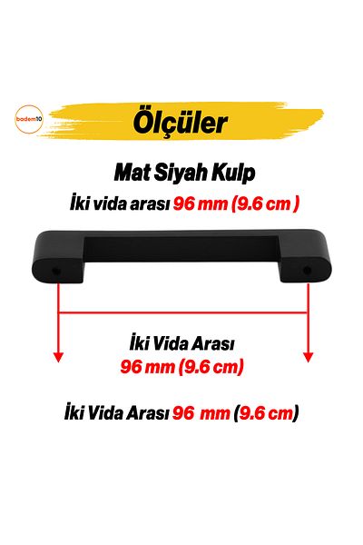 Badem10 Uhud 96 Mm Mobilier Metal Negru Sertar Bucătărie Dulap Ușă Dulap Mâner 9,6 Cm