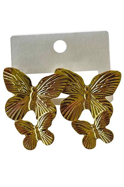 Vitastyle Gold Color Butterfly Figured Earrings