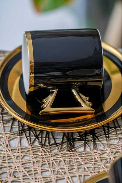 ACAR Hxf-05917 Paulo Black Gold Set of 6 Coffee Cups