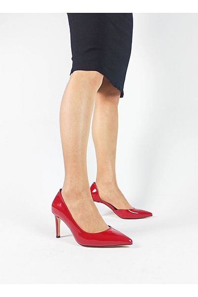 GDT Ayakkabı Red Color Patent Leather Thin Heel Women's Stiletto