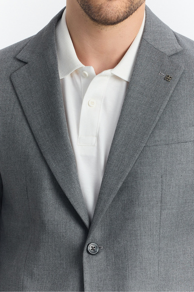 Frappoli Serardo Men's Gray Half Lined Spring-Summer Sports Blazer Jacket with Flap Pockets