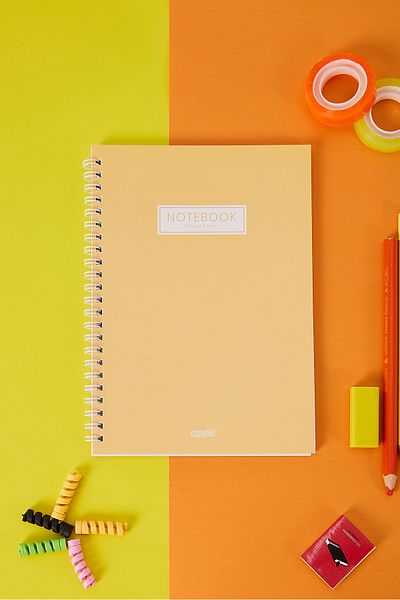 Copyder Orange Pastel Color Plain Spiral A5 Unlined 100 Sheets School Notebook