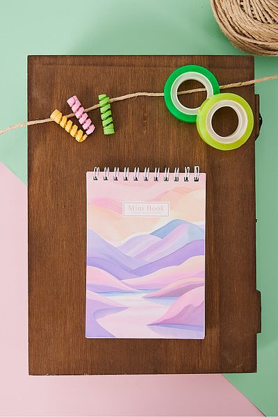 Copyder Purple Pastel Landscape Printed Top Unlined 10X14Cm Small Pocket Size School Notebook