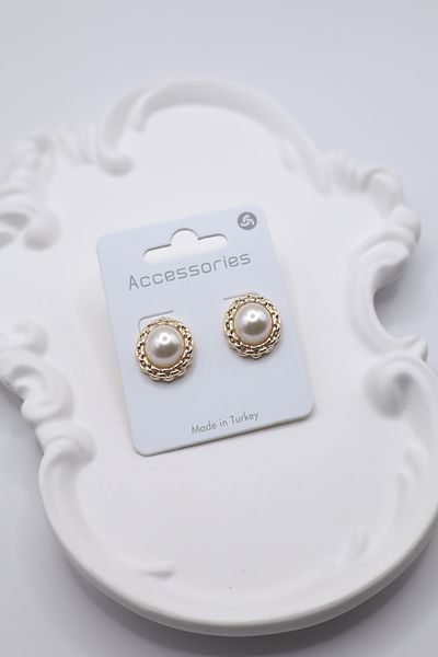 DEMOKAN Women's Earrings Chain Model Frame 2cm Pearl Earrings