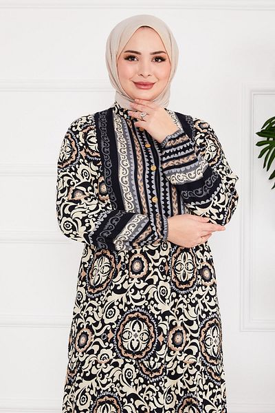 EBRUTESETTÜR Patterned Viscose Hijab Dress