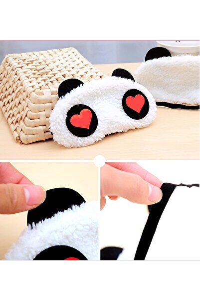 MİNAHOBİ Beyaz Kalplı Panda Uyku Bandı