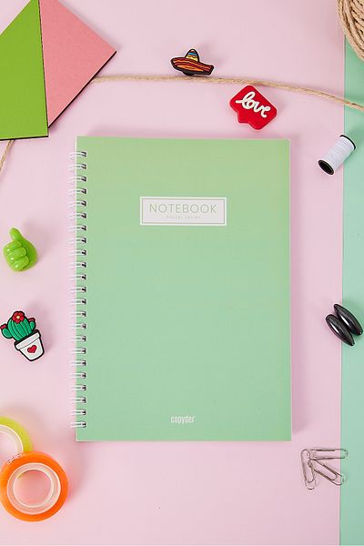 Copyder Mint Green Pastel Color Plain Spiral A5 Unlined 100 Sheets School Notebook