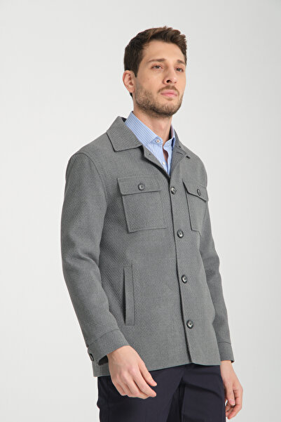 Frappoli Tommas Men's Gray Oversize Stretching Fabric Spring Trench Jacket-Mont