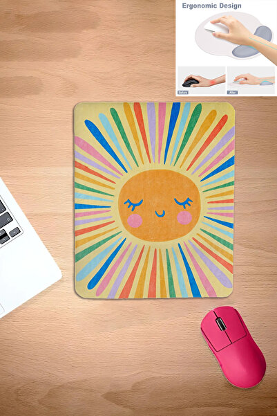 KARMAT Mousepad galben în formă de dreptunghi, mousepad cu model de soare cu ...