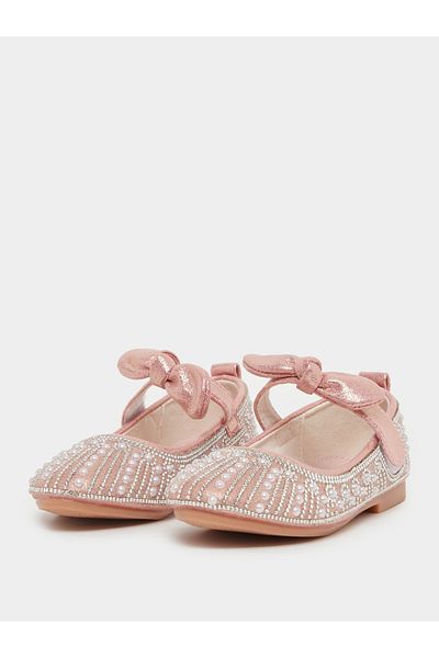 Styli Embellished Ballerinas with Hook and Loop Closure