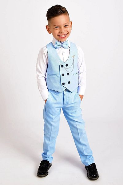 tinytrends Boy's Tuxedo Suit with Vest and Bow Tie for Eid