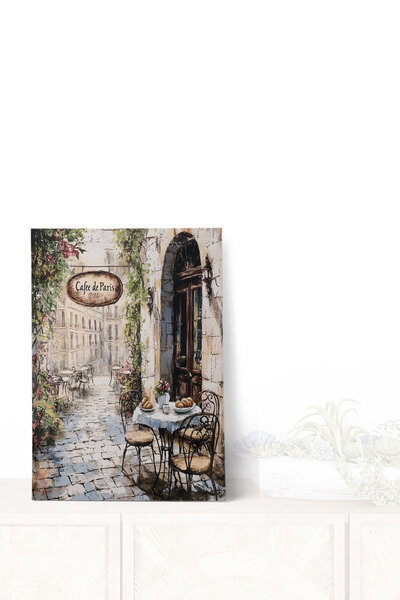 qoeuyl boutique Cafe De Paris No:2 Retro Vintage 18x27 MDF Ξύλινη αφίσα ζωγρα...