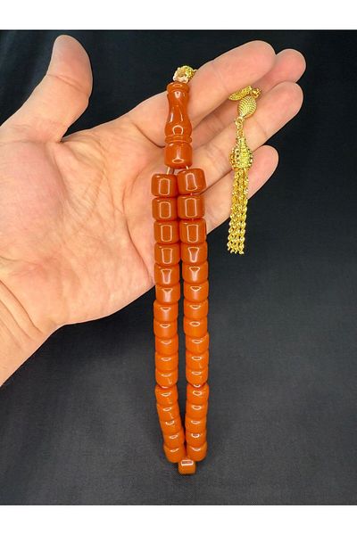Anemore Collection Customized Valentine's Gift Amber Rosary Tayfa Cut Light Brown Color 13Mmx11Mm H-1776