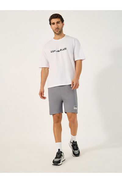 Styli Regular Fit Patch Work Detail Fleece Shorts