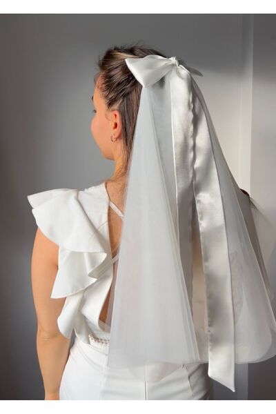 Bride Glim Bow Bridal Veil Coming and Going Cap Vualet Bridal Cap, Wedding Ha...