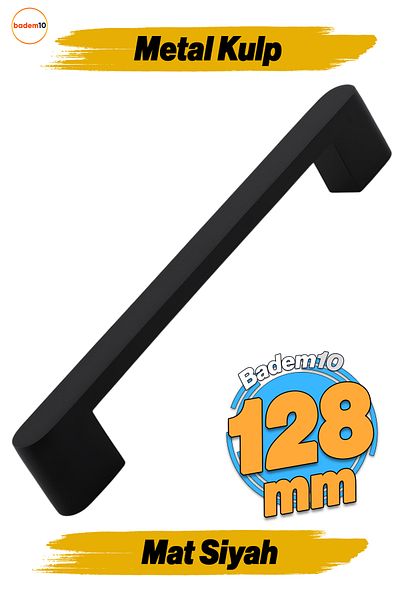 Badem10 Mâner Uhud 128 mm Negru Metal Mobilier Bucătărie Sertar Bucătărie Dulap Dulap Mânere Capac Mâner 12,8 cm