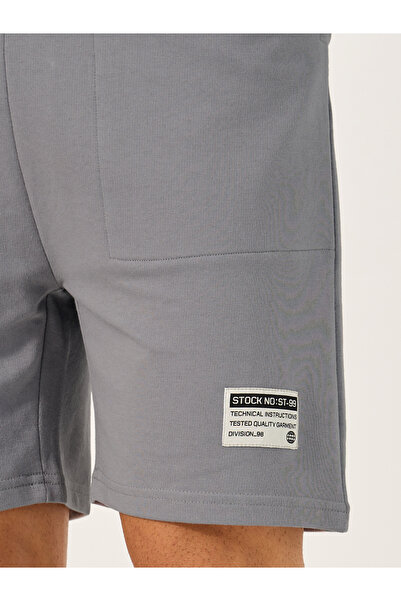 Styli Regular Fit Patch Work Detail Fleece Shorts