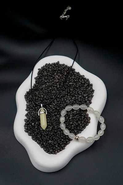 The Collection Glow-In-The-Dark Natural Stone Cat's Eye Necklace and Cat's Eye Bracelet Set