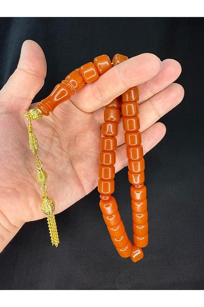 Anemore Collection Customized Valentine's Gift Amber Rosary Tayfa Cut Light Brown Color 13Mmx11Mm H-1776